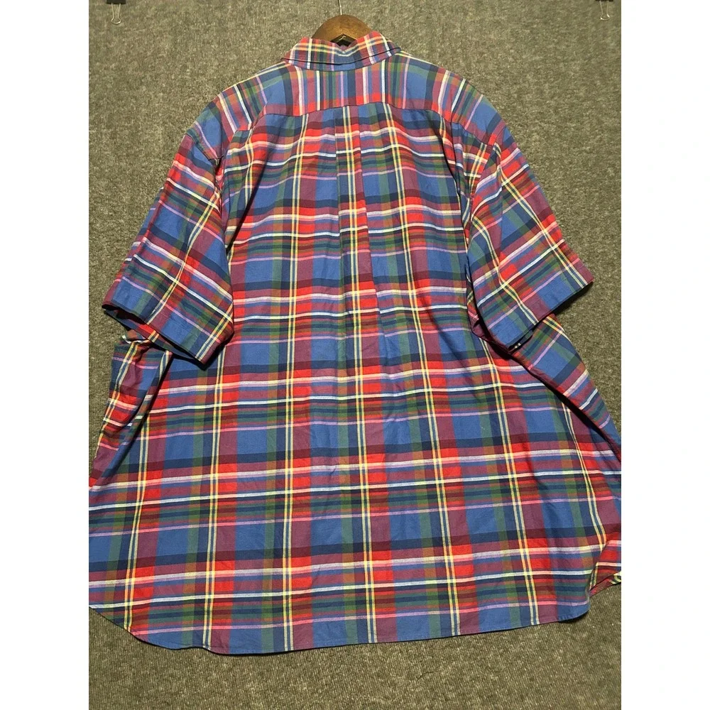 Polo ralph lauren button down shirt short sleeve madras size 4XB pony mens